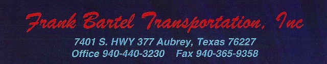 Logo, Frank Bartel Transportation, Trucking Services, Construction Fill in Aubrey, TX